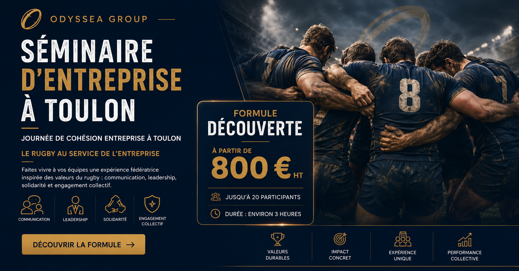 Formule de s�minaire d'entreprise et journ�e de coh�sion autour du rugby � Toulon avec Odyssea Group